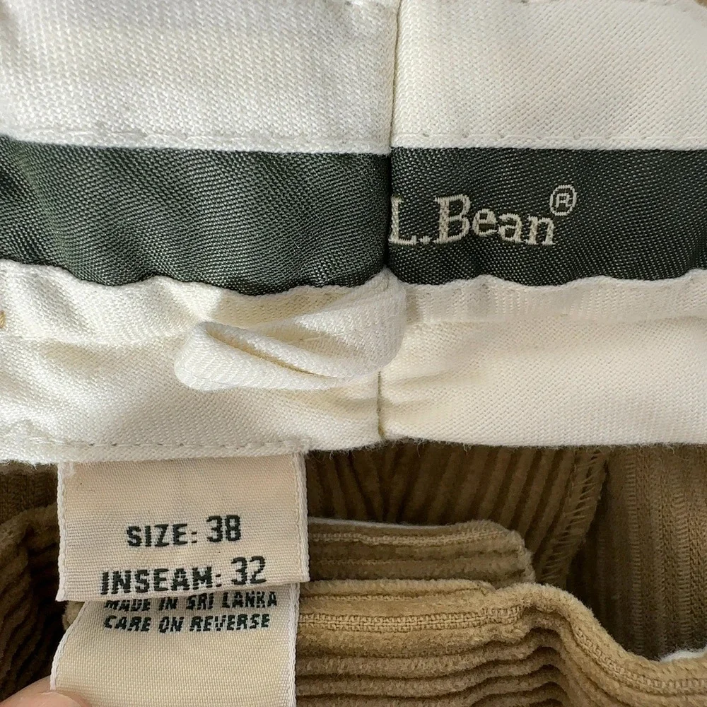 L.L. Bean Corduroy Pants Mens 38 Tan Pleated Front‎ Relaxed Fit 0CYK9